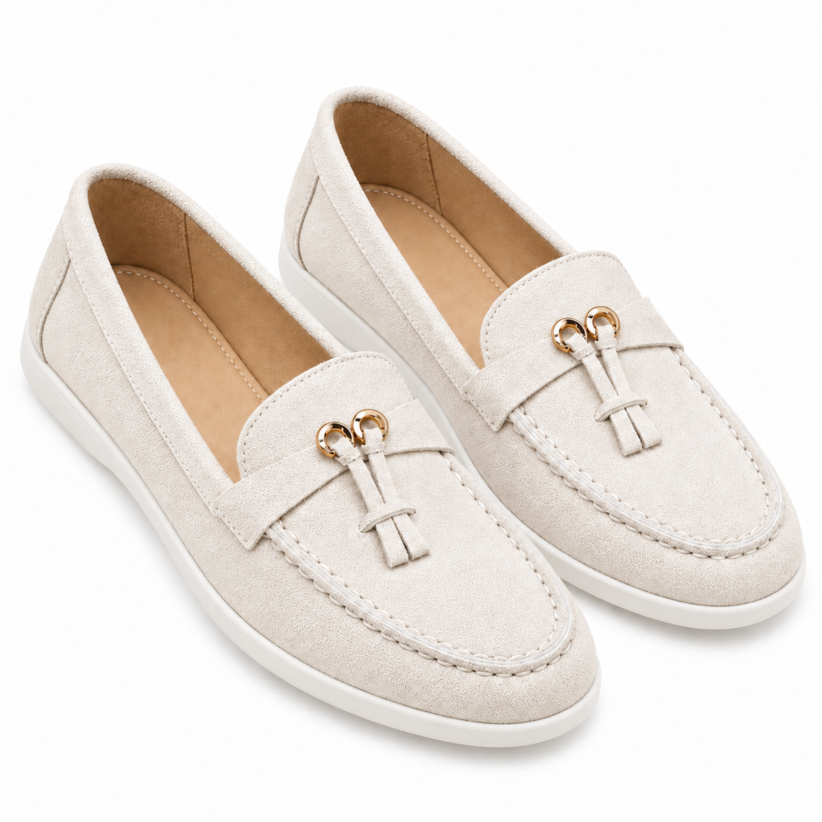 Slip-on High-end Loafers Gommino Women — A3196 Beige — studio