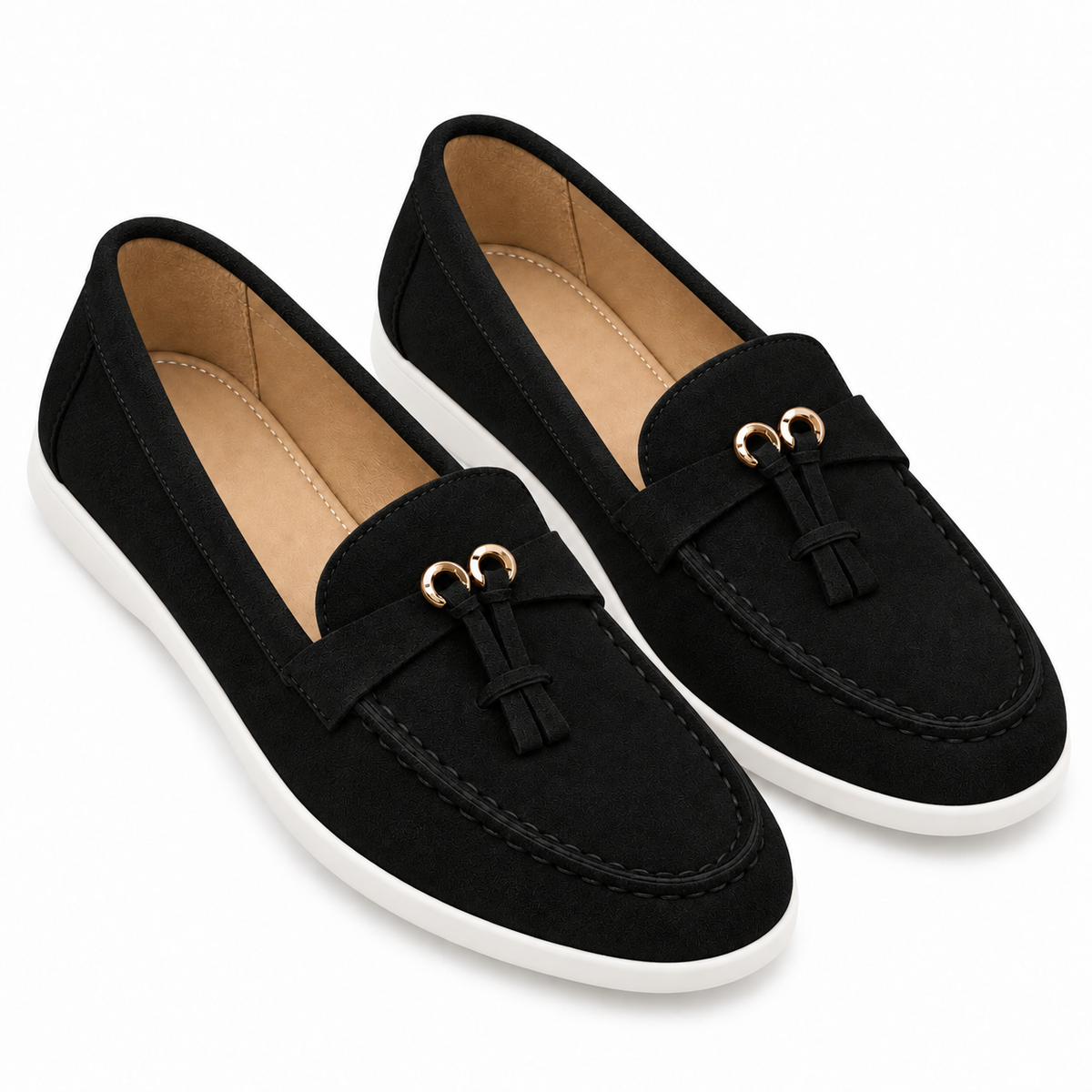 Slip-on High-end Loafers Gommino Women — Black — studio