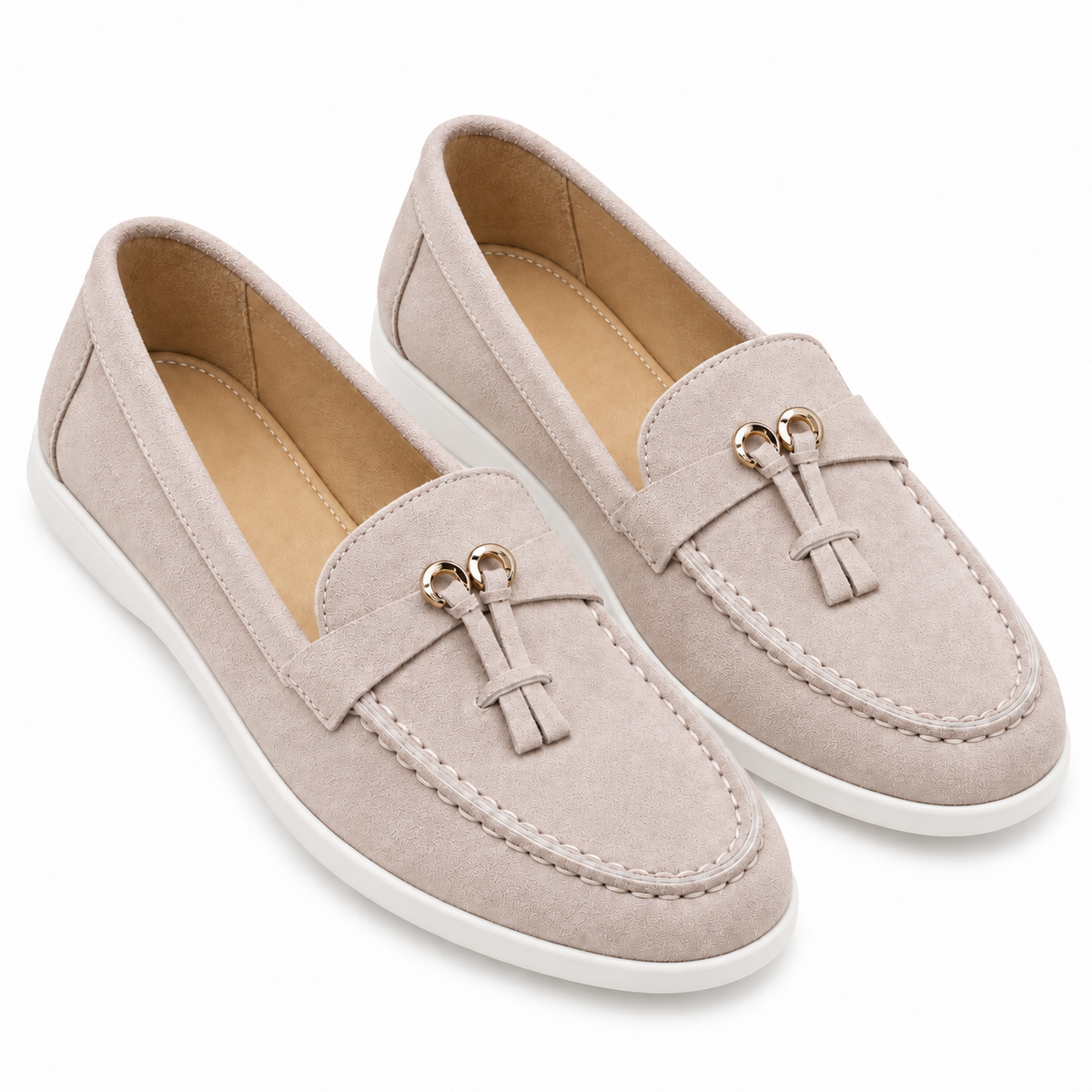 Slip-on High-end Loafers Gommino Women — A3197 Light Gray — studio