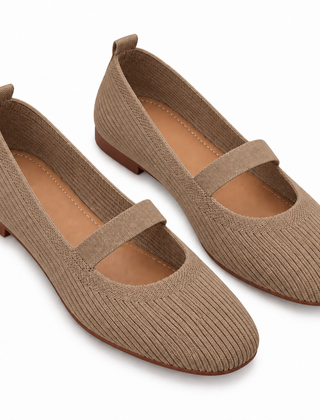 Womens Lightweight Breathable Knit Mesh Flats With A Low-cut Design — Khaki — studio